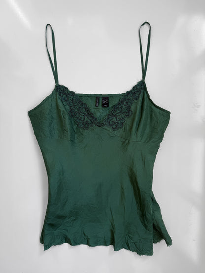 00's Mango embroidered silk cami • Size M