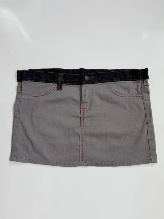 00's Denim mini w plaid trim *Grey • Size 10
