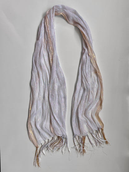 00s White scarf w glitter stripes