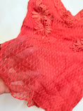Load image into Gallery viewer, 00's Coral red embroidered mesh lace top • Size XS
