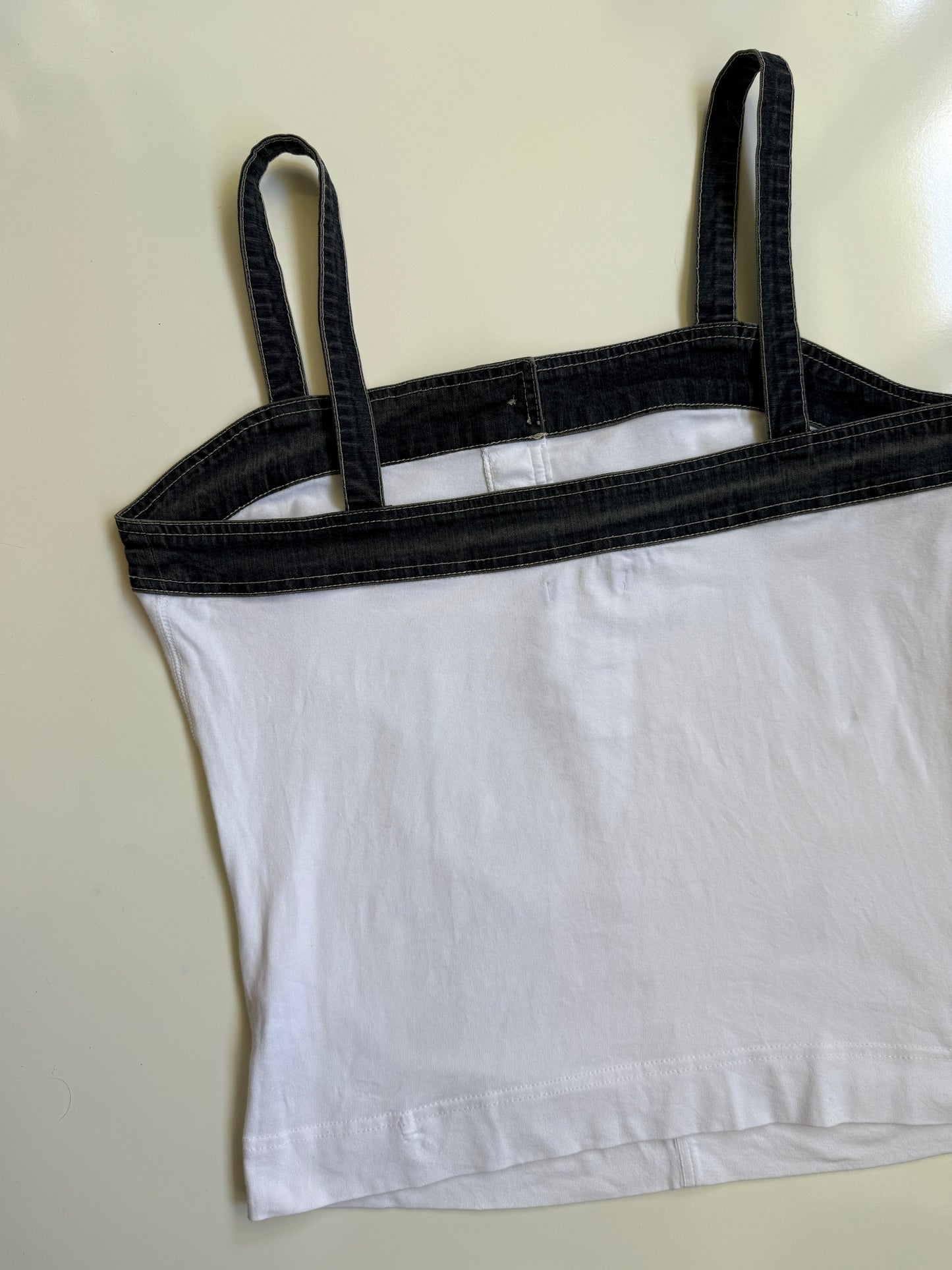 00's Cotton cami w denim trim • Size M