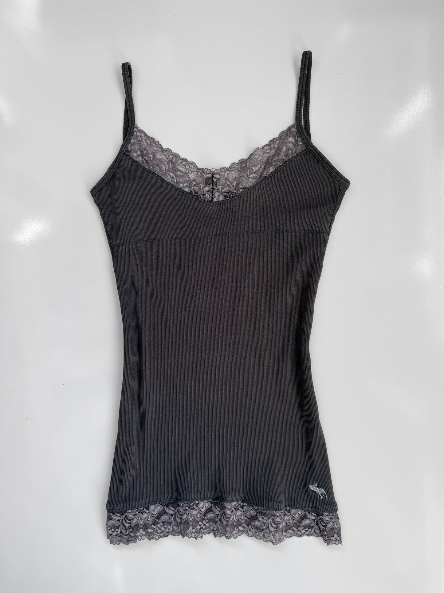 00's Abercrombie & Fitch lace trim ribbed cami • Size XS/S
