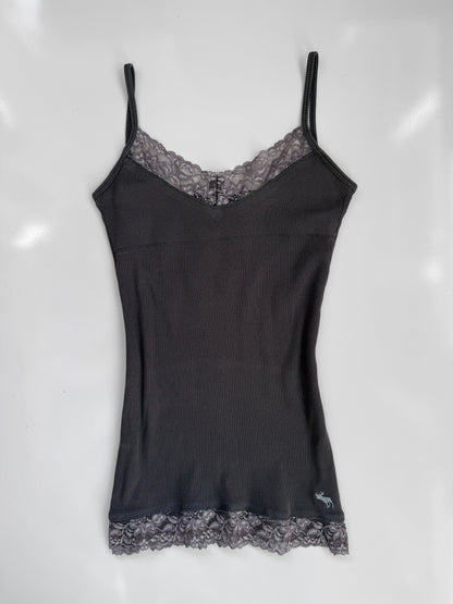 00's Abercrombie & Fitch lace trim ribbed cami • Size XS/S