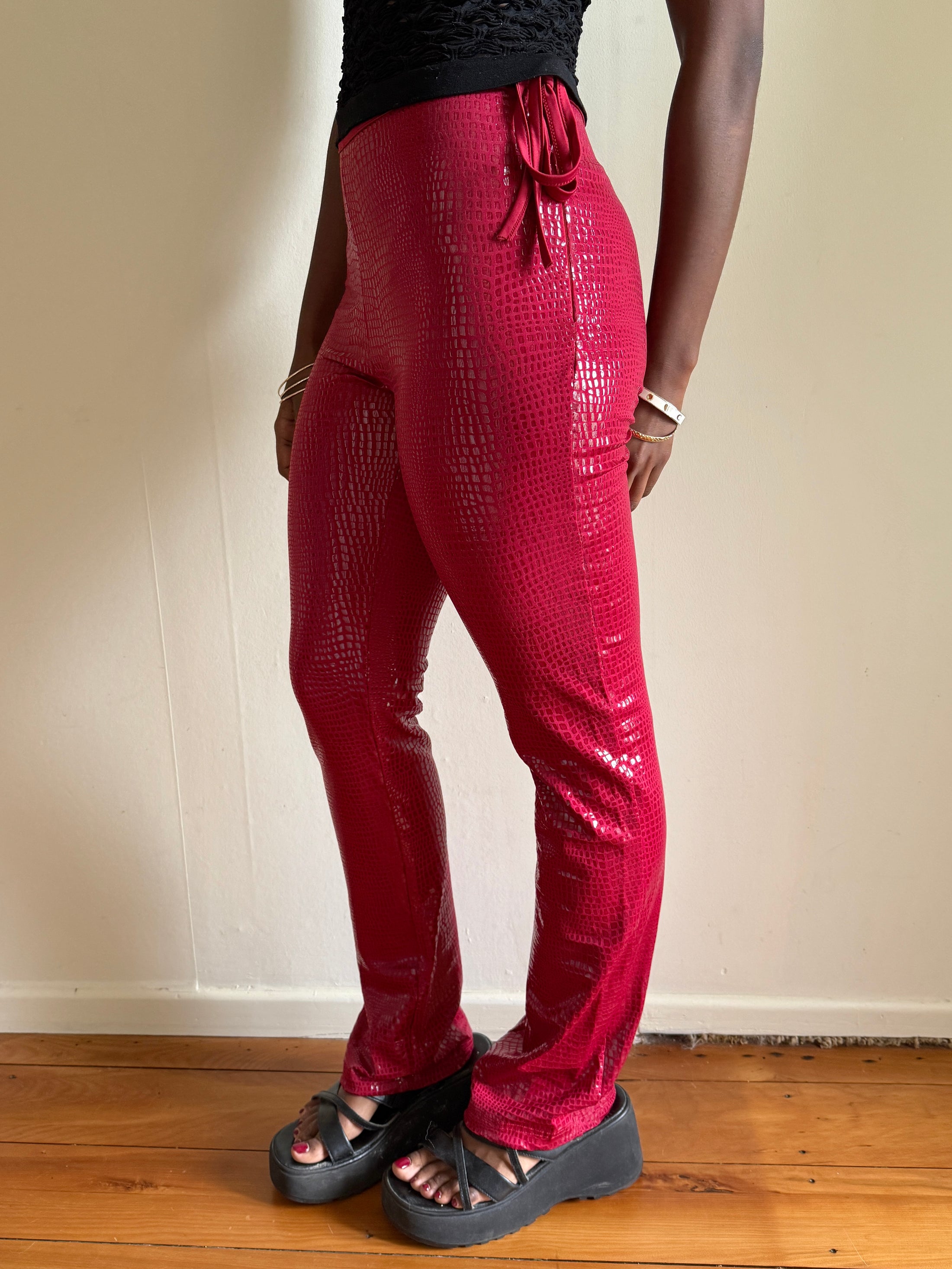 French 90's Tally Weijl rave boot cut pants w tie waist• Size S