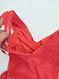 Load image into Gallery viewer, 00's Coral red embroidered mesh lace top • Size XS
