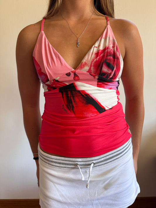 00's Cavalli pink pattern cami • Size L