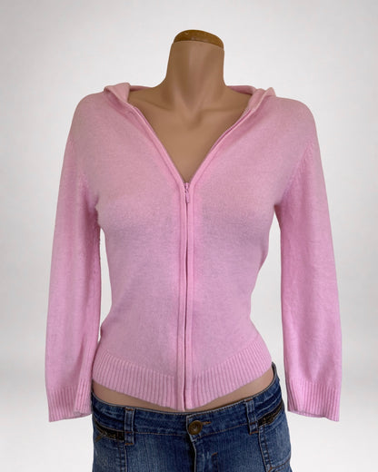 00's Baby pink angora wool blend zip hoodie • Size S