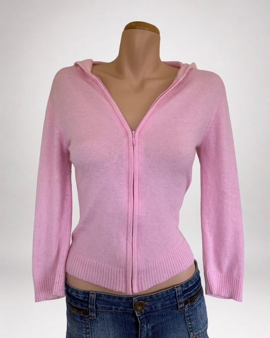 00's Baby pink angora wool blend zip hoodie • Size S