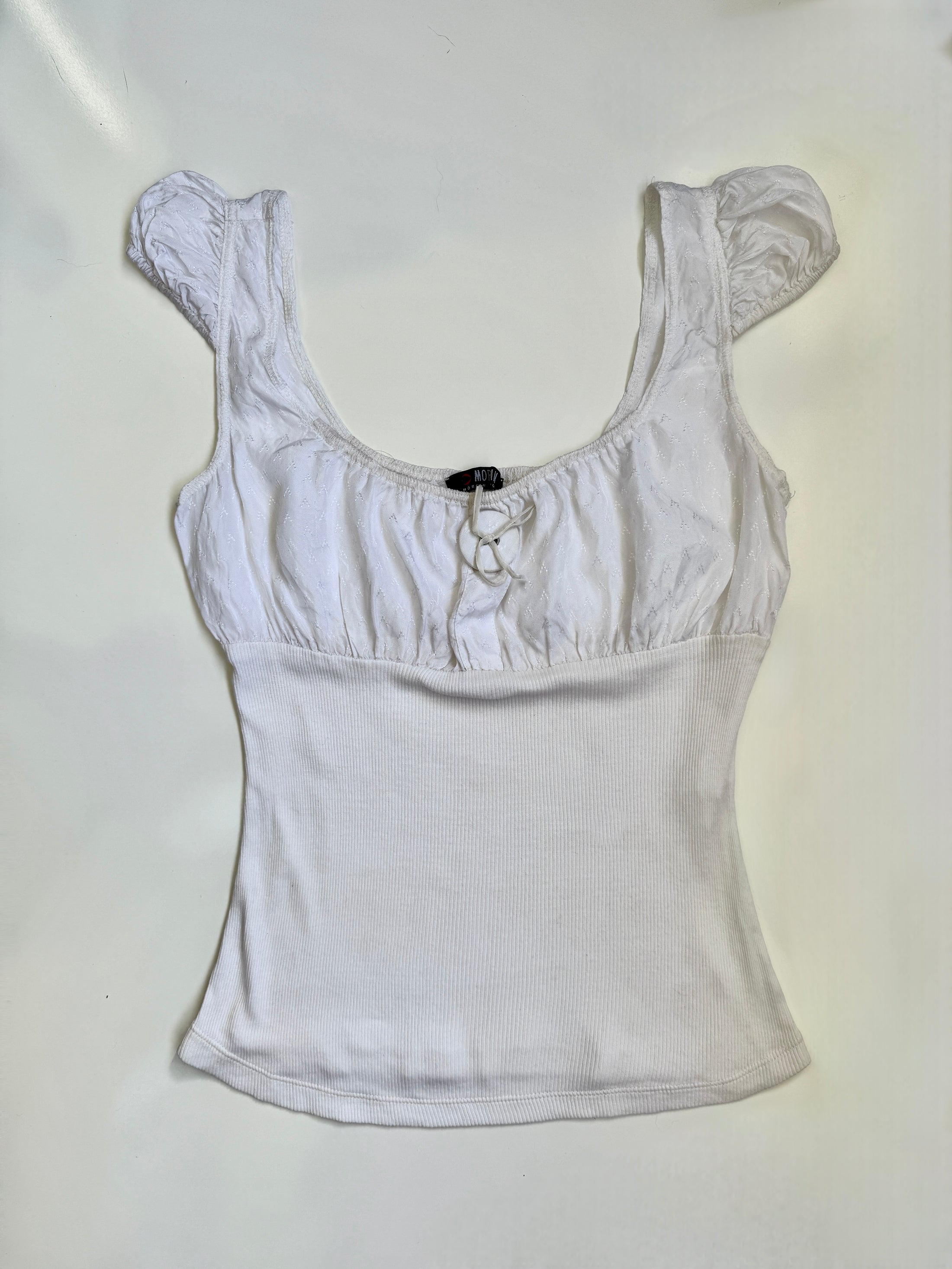 00's Morgan anglaise ribbed milkmaid top • Size M