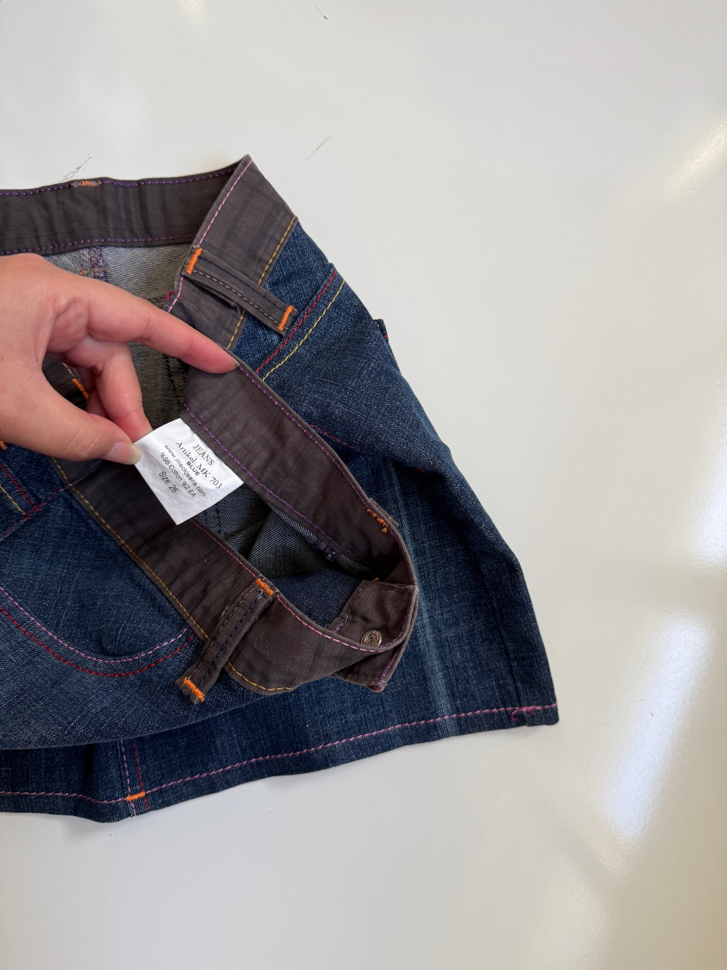 00's Denim mini w plaid trim *Blue • Size 10