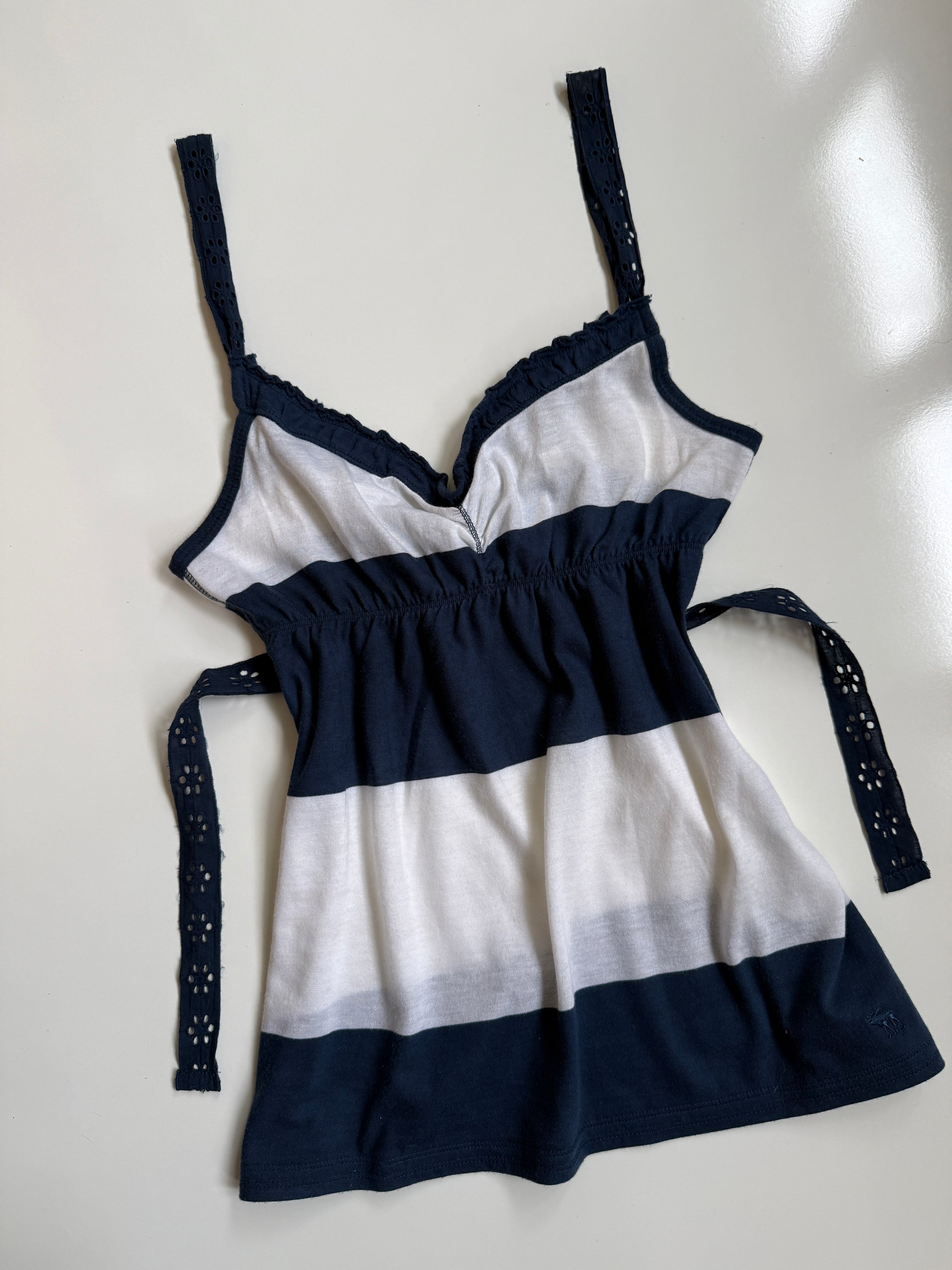 00's Abercrombie & Fitch striped baby doll cami w tie up detail• Size S
