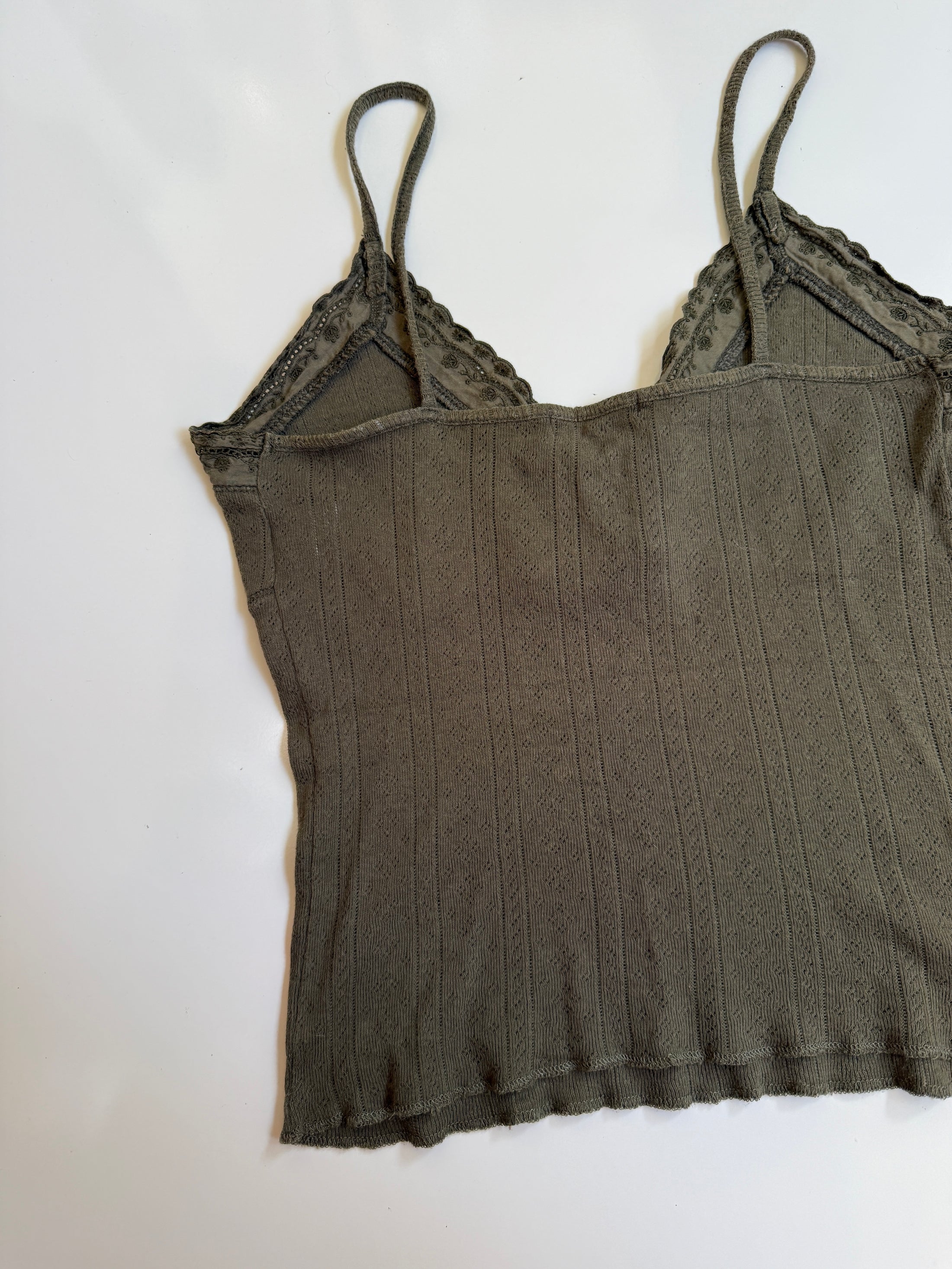 00's Sisley Khaki pointelle cami • Size S