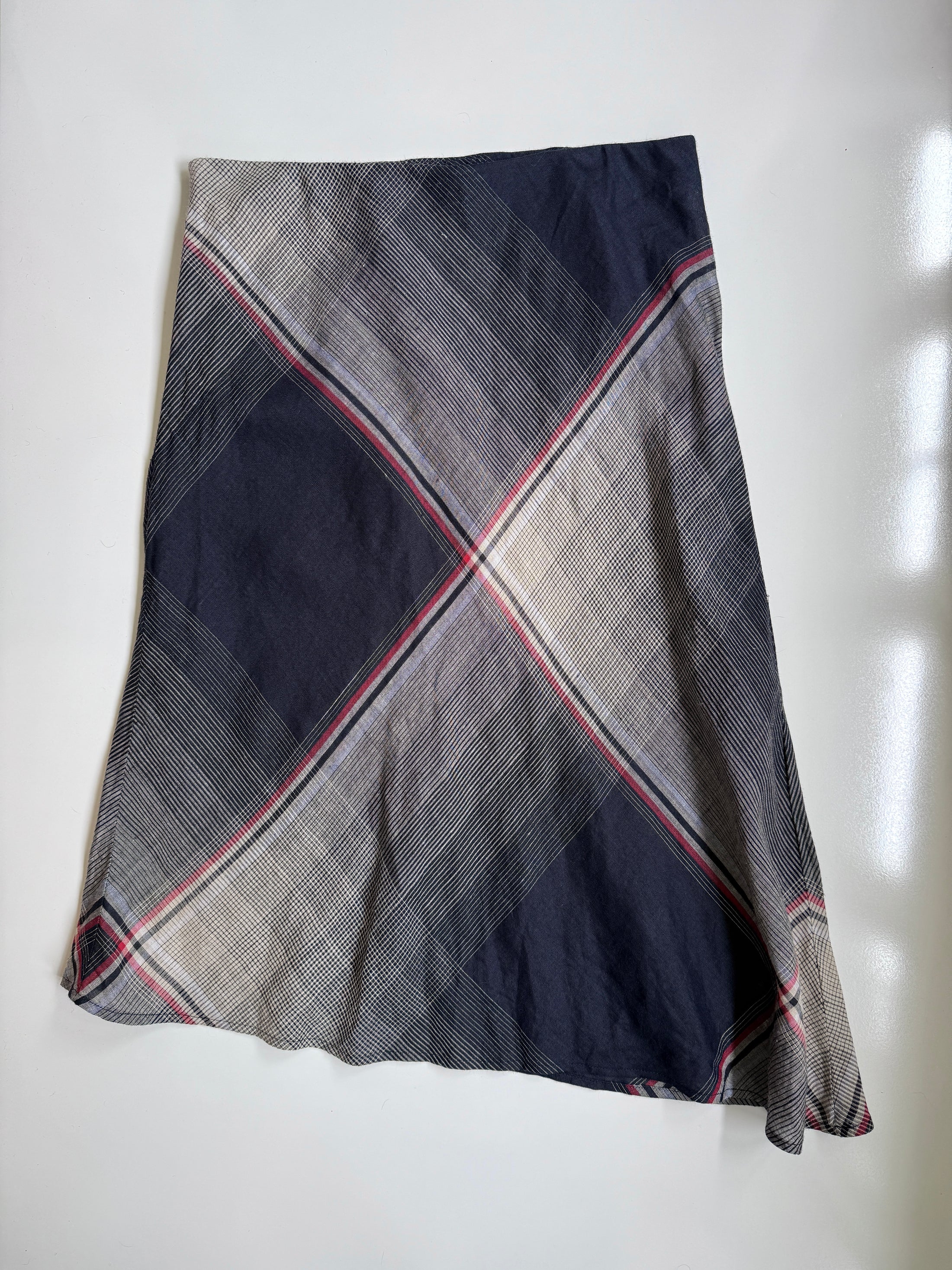 00's Mango plaid semi sheer midi skirt • Size L/XL