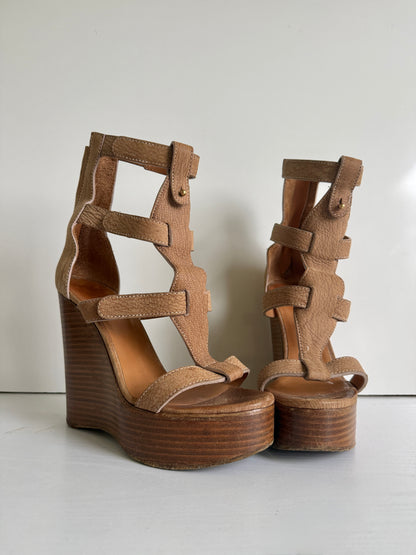 00's Chloé leather gladiator platform wedges • EU 38