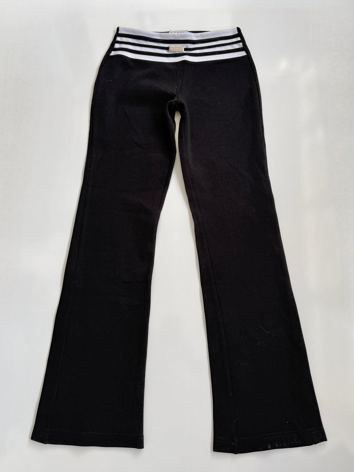 90s Morgan nylon trousers w metal plaque detail • Size 8
