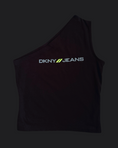 Load image into Gallery viewer, 00's DKNY spell-out print one shoulder top • Size S
