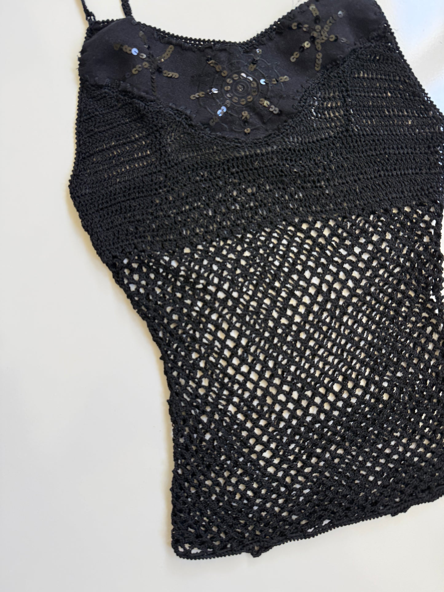 00's Crocheted sequin cami • Size XS