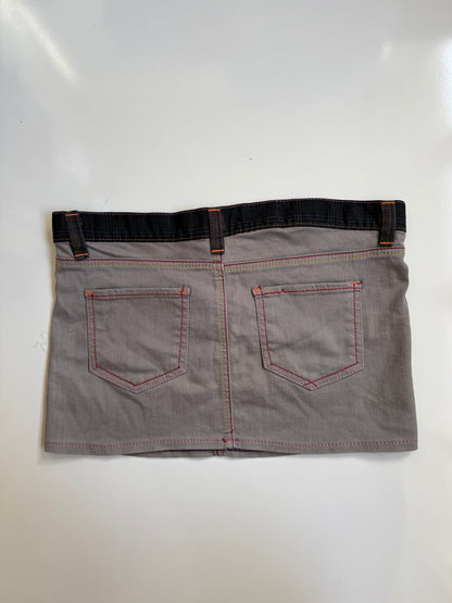 00's Denim mini w plaid trim *Grey • Size 10