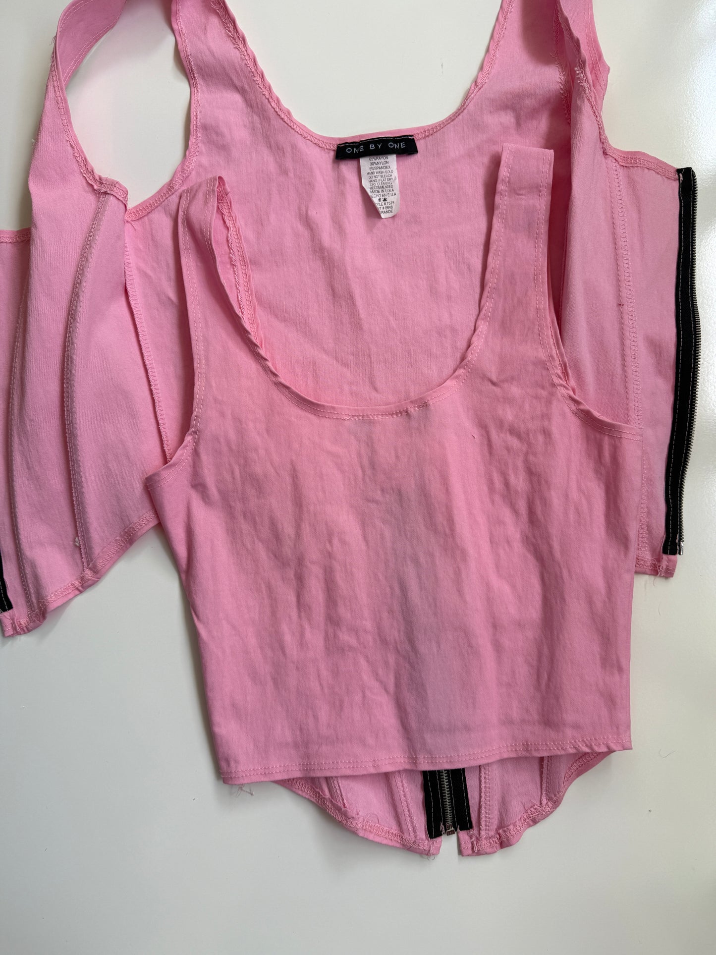 USA 00's pink zipper boned corset • 3 Sizes Available