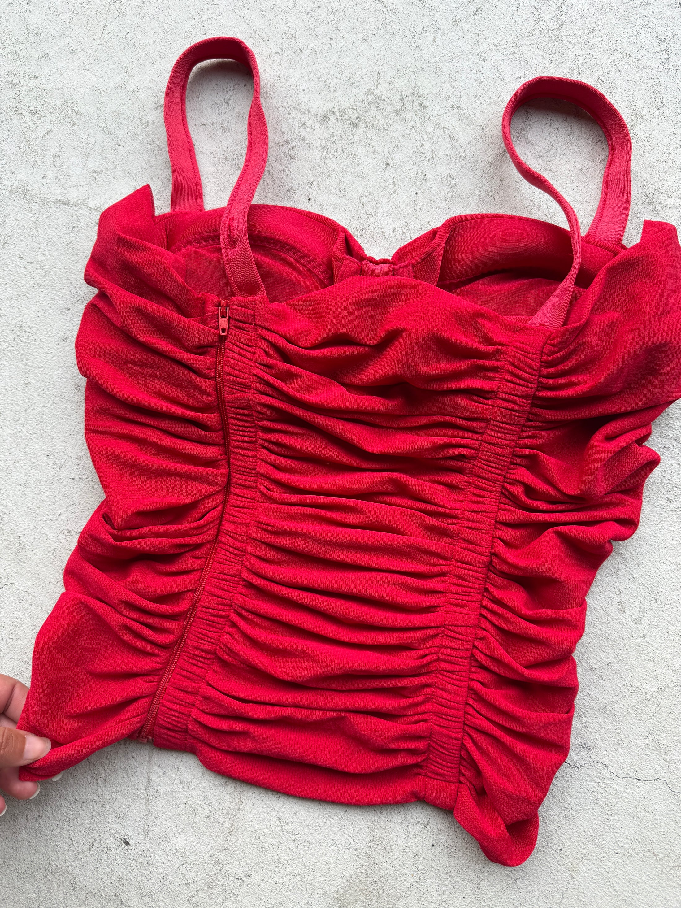 00's Red ruched bustier • Size XS