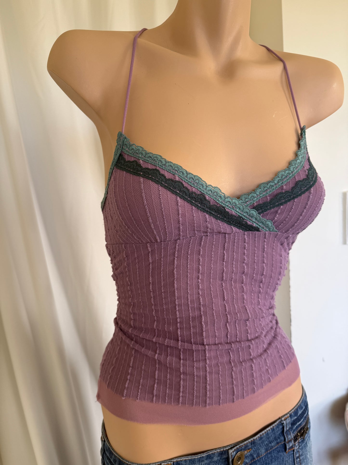 00's Mango mesh cami w lace trim *Lilac • Size S