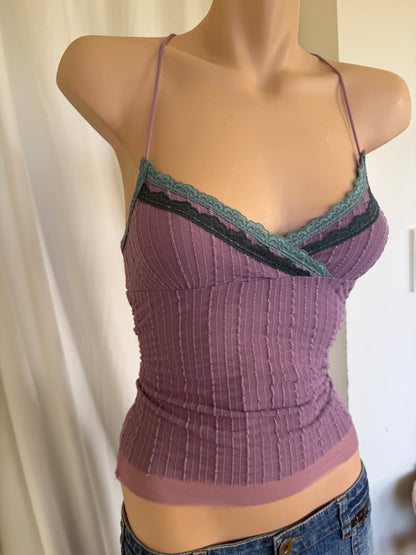 00's Mango mesh cami w lace trim *Lilac • Size S