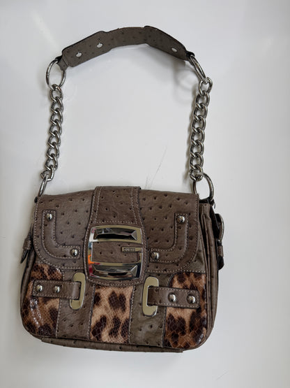 00's Guess faux ostrich leather chain bag