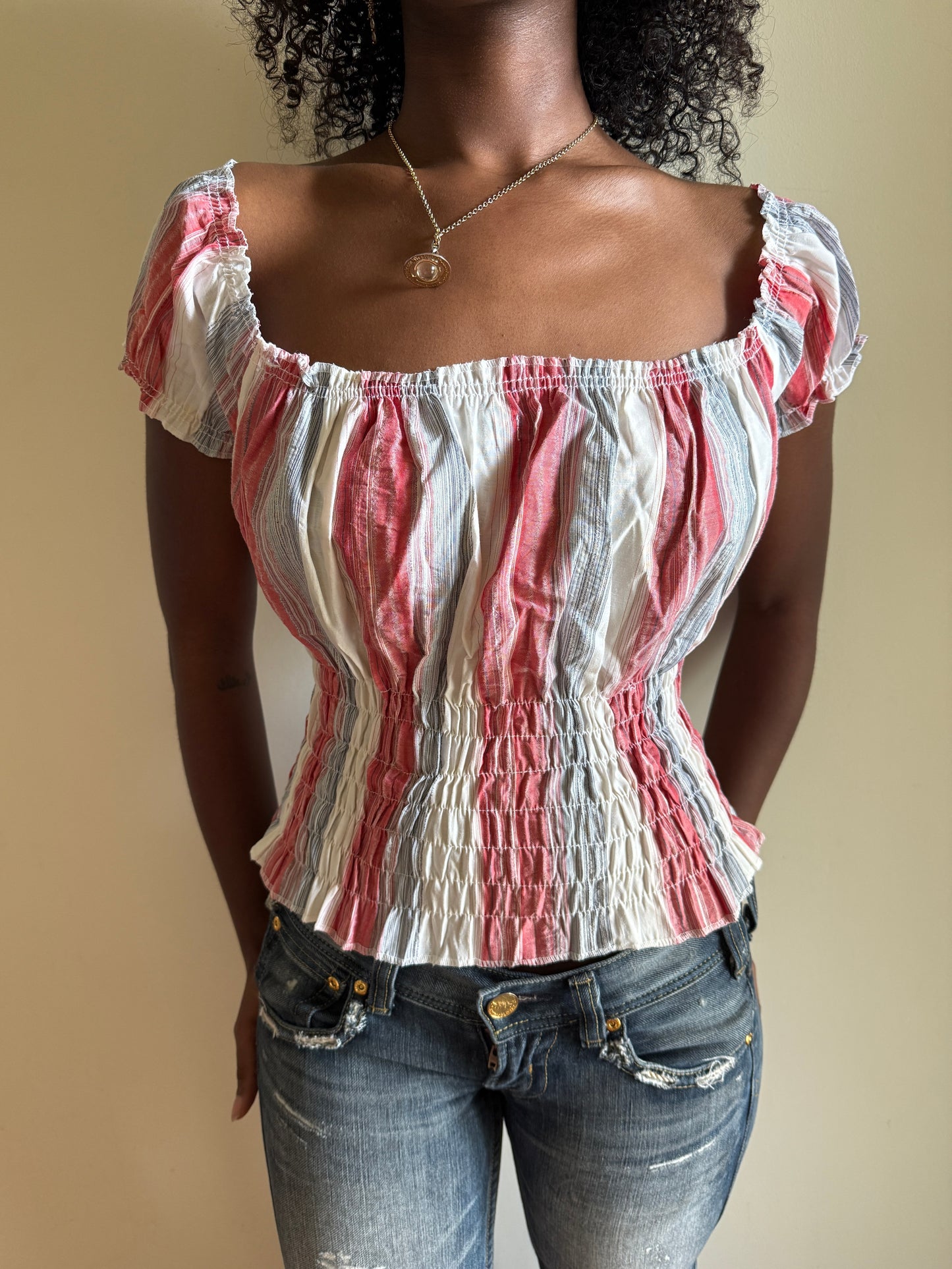 00's Cotton ruched top • Size S/M
