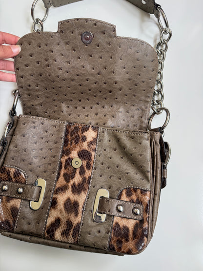 00's Guess faux ostrich leather chain bag