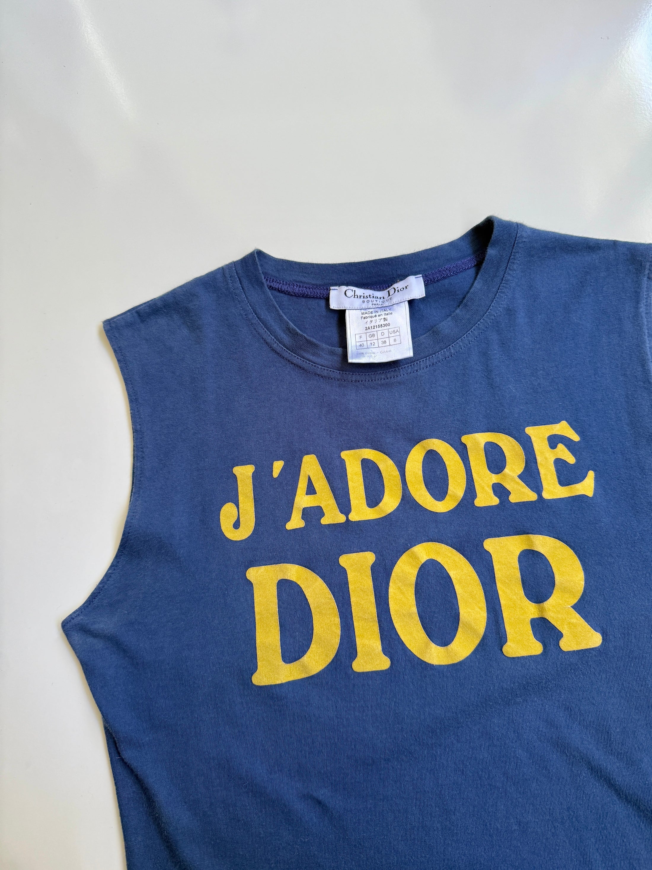 SS02 Christian Dior "J'adore Dior" tank Navy/Yellow• Size 8/10
