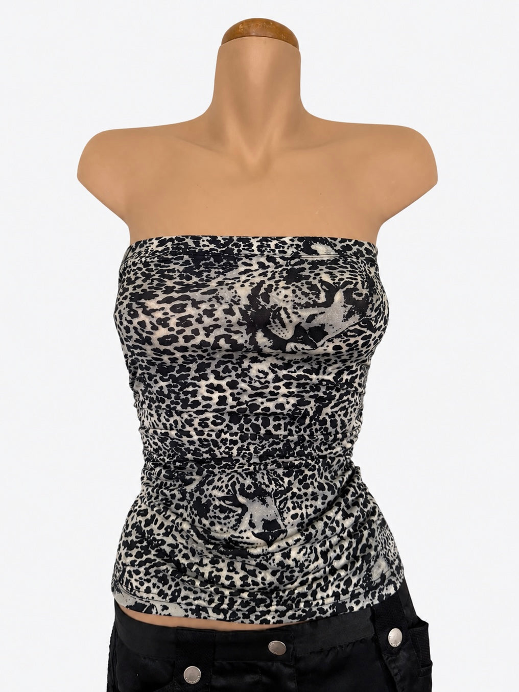 00's Leopard print ruched tube top • Size S