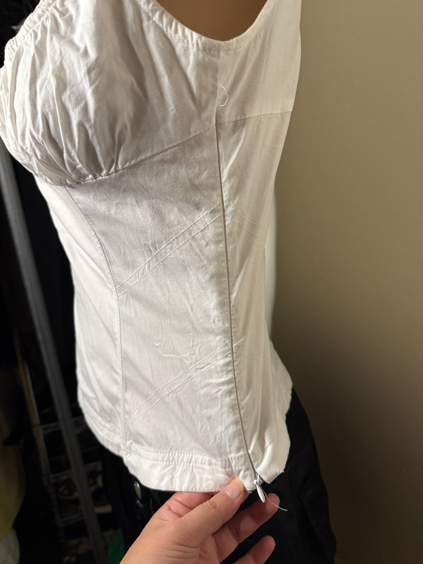 00's Cotton boned milkmaid corset top • Size S