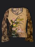 Load image into Gallery viewer, 00's Ana Banana print beaded mesh cotton long sleeve • Size L
