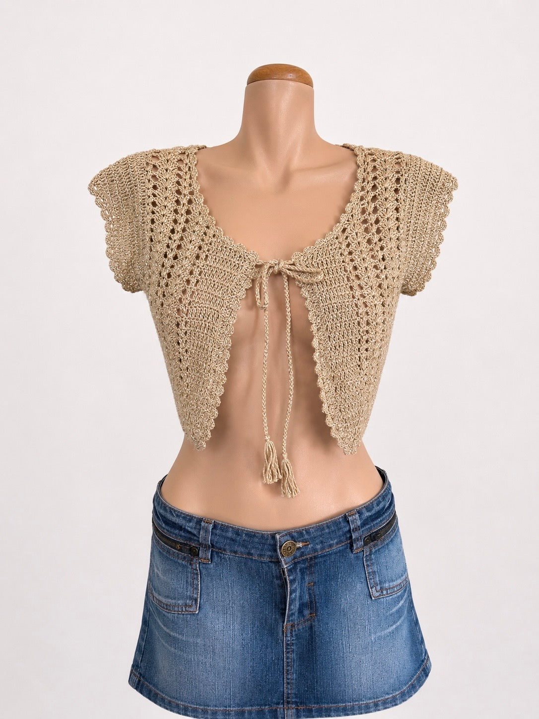 00's Glitter crocheted bolero • Size XS/S