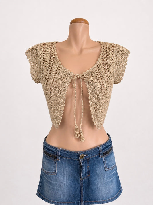 00's Glitter crocheted bolero • Size XS/S