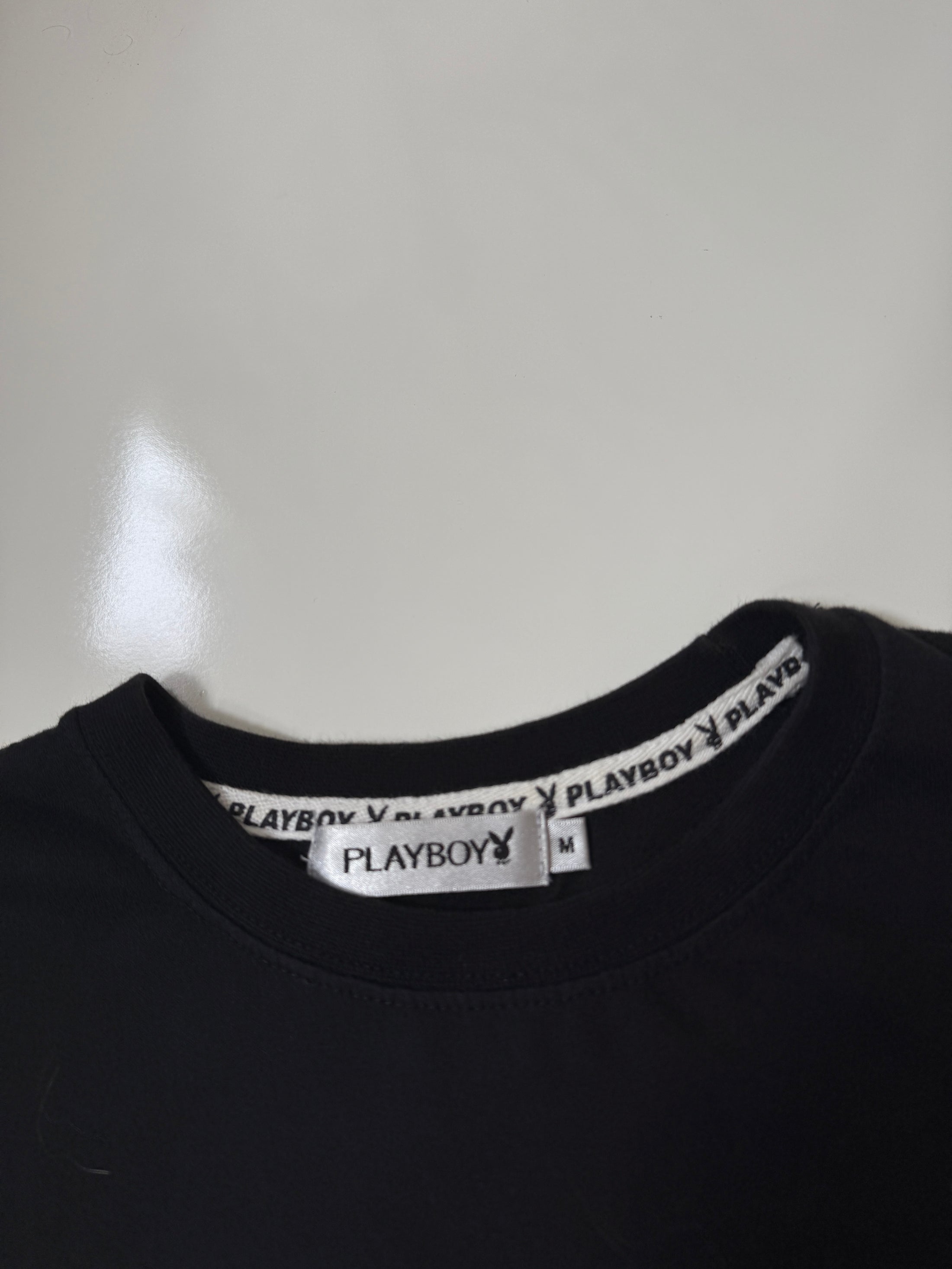 00's Playboy glitter print baby tee • Size S/M