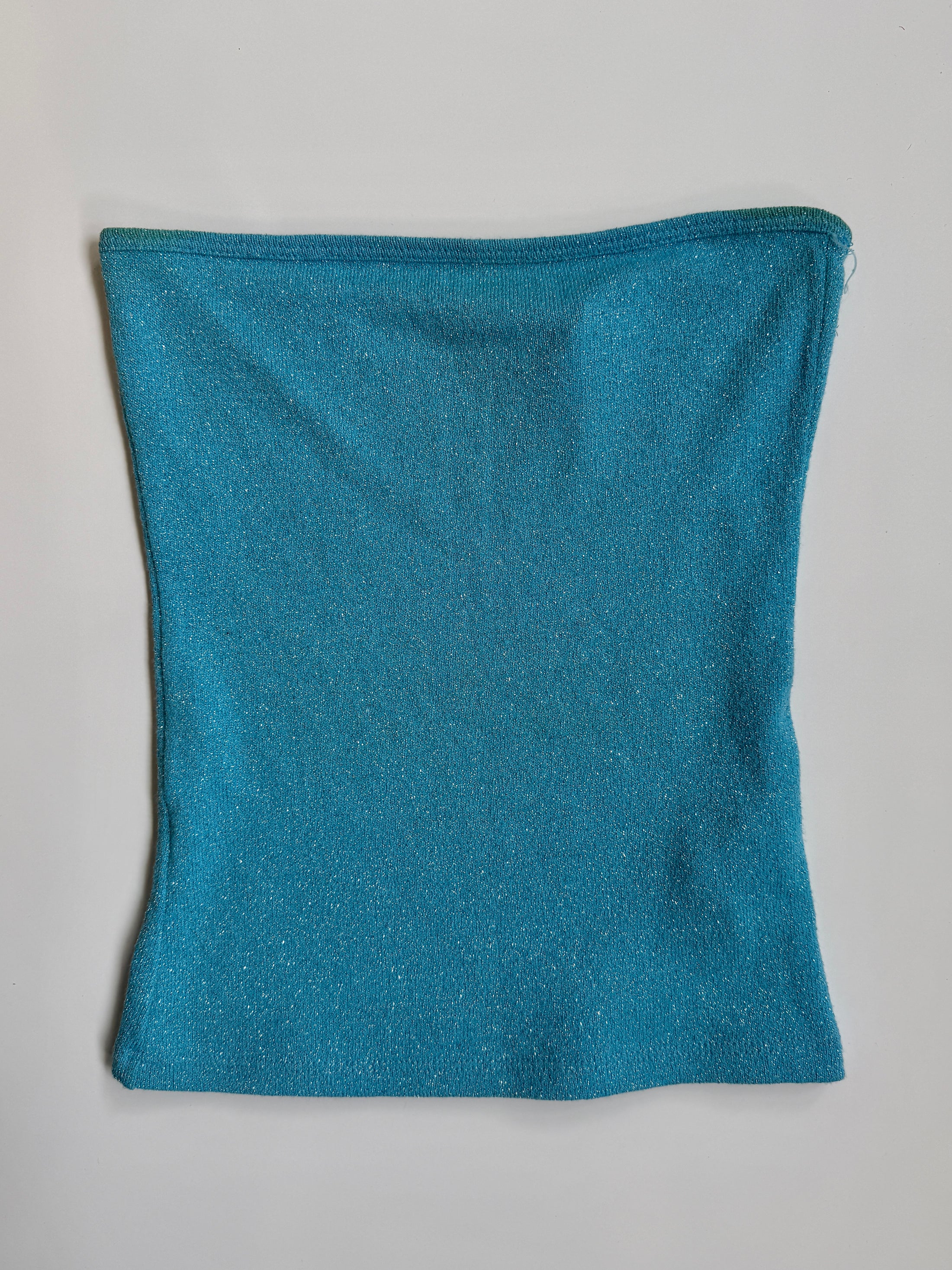 00's Zara teal knit glitter tube top• Size S/M