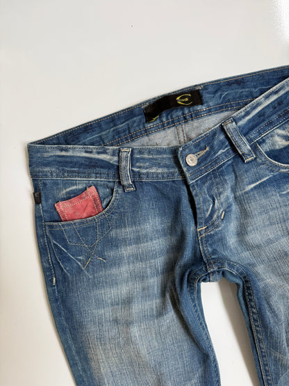 00's Cavalli low-rise jeans w suede pocket detail • Size 6/8