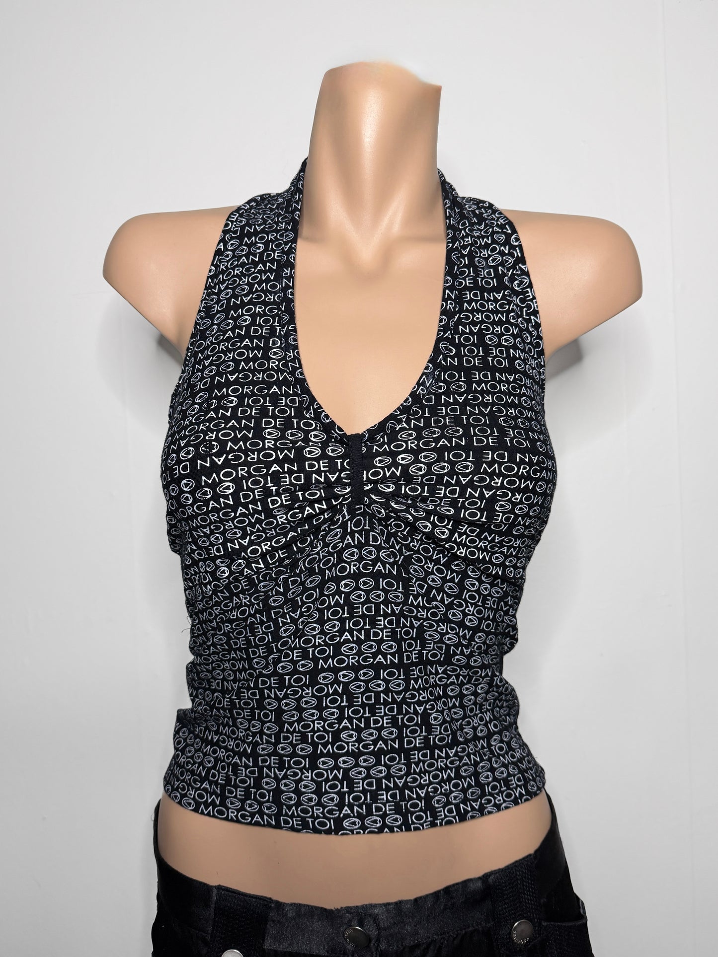 00's Morgan monogram print halter • Size S
