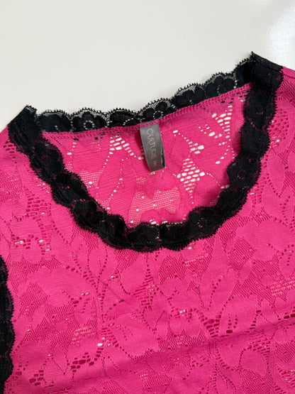 00's Hot pink lace tank • Size L