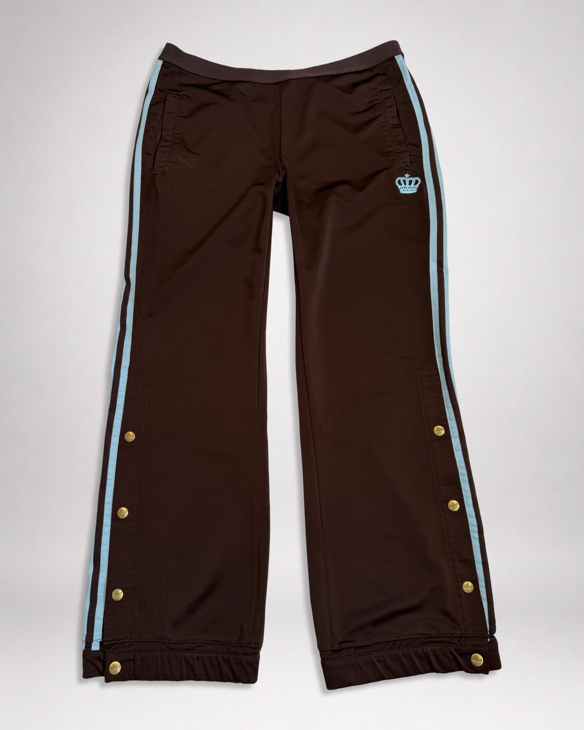00's Adidas Respect Me snap button brown track pants • Size 12