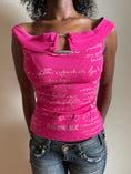 Load image into Gallery viewer, 00's Ole hot pink graphic tank w metal ring detail  • Size S

