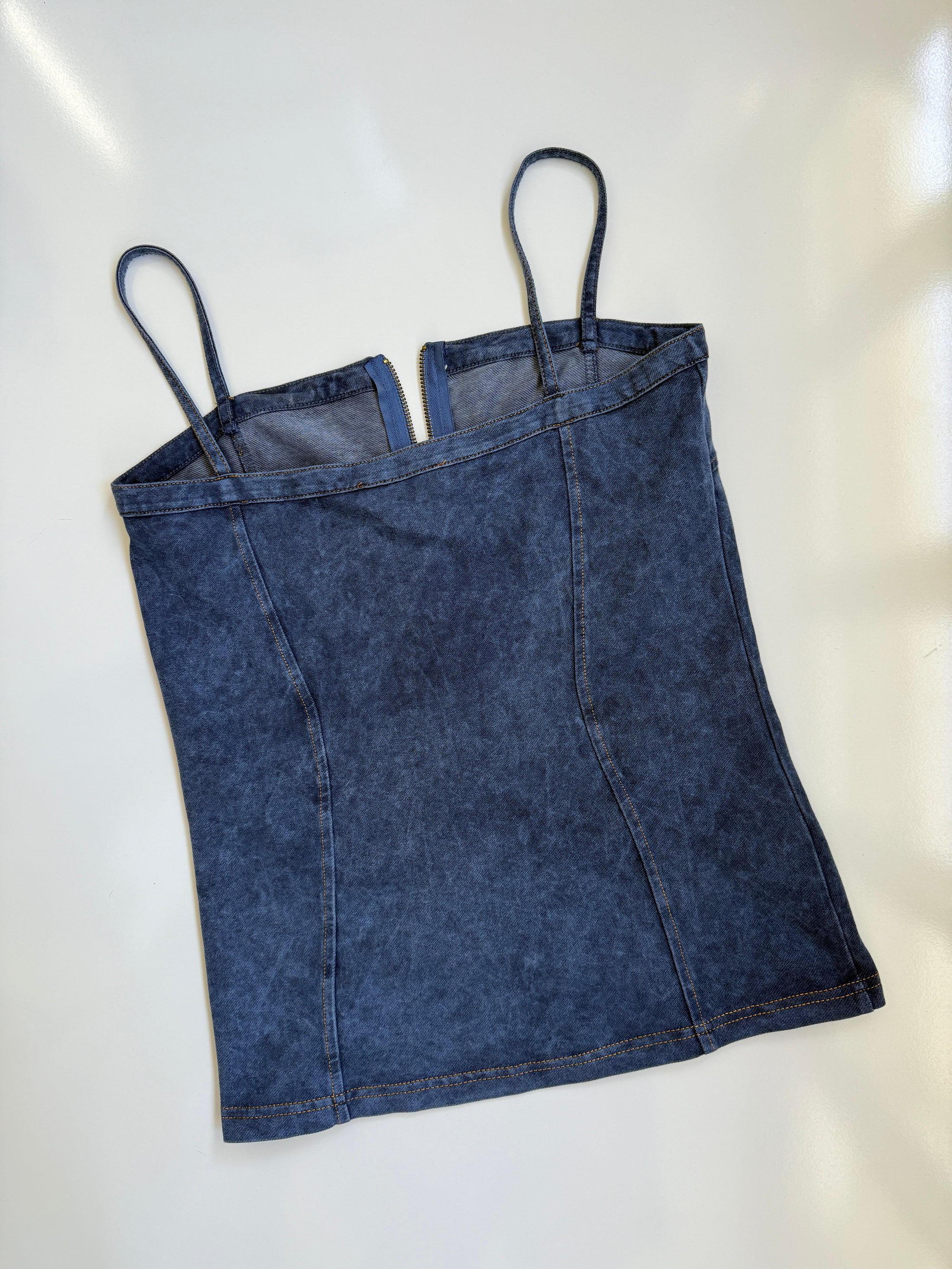 00's Mango denim look zipper cami • Size S-M