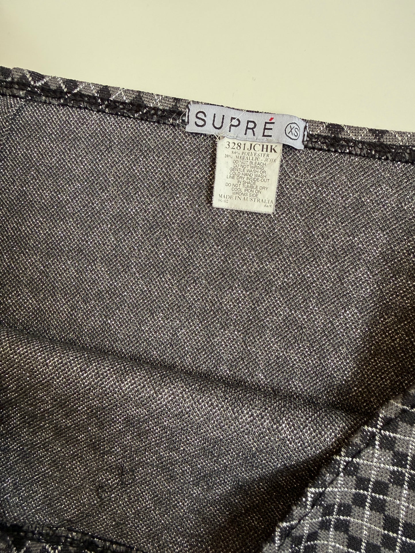 AU 90's/00's Supre glitter argyle print mini • Size XS/S
