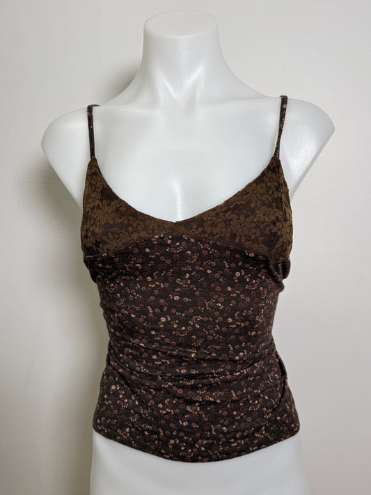 00's Brown floral/lace cami • Size L