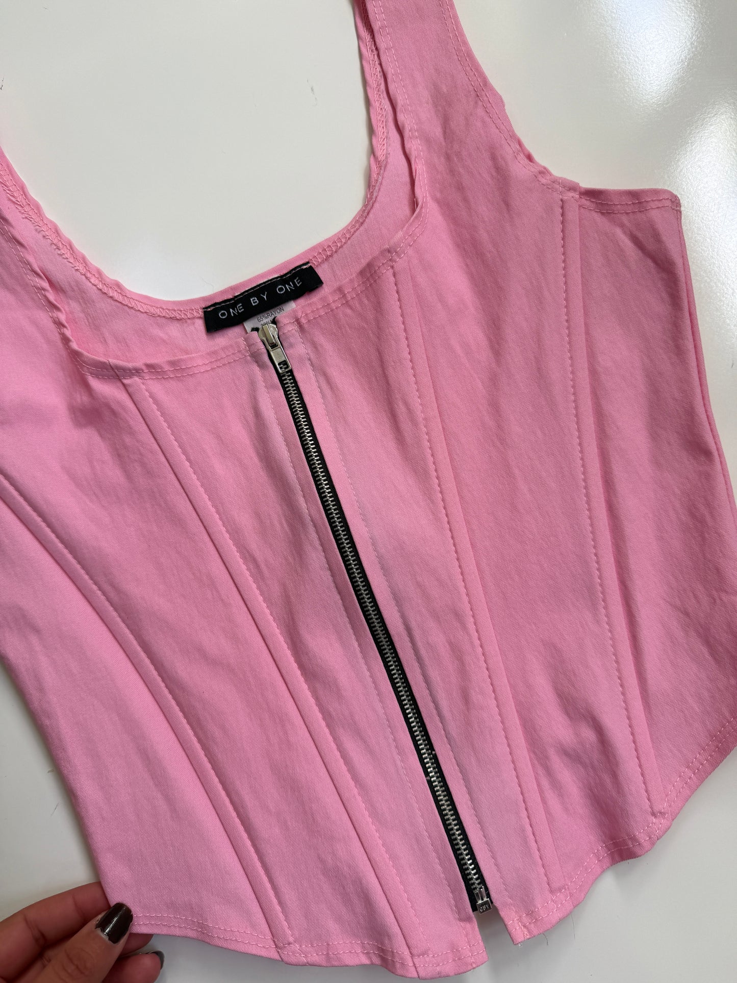 USA 00's pink zipper boned corset • 3 Sizes Available