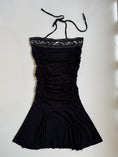 Load image into Gallery viewer, 00's Ruched halter mini dress w sequin detail • Size M
