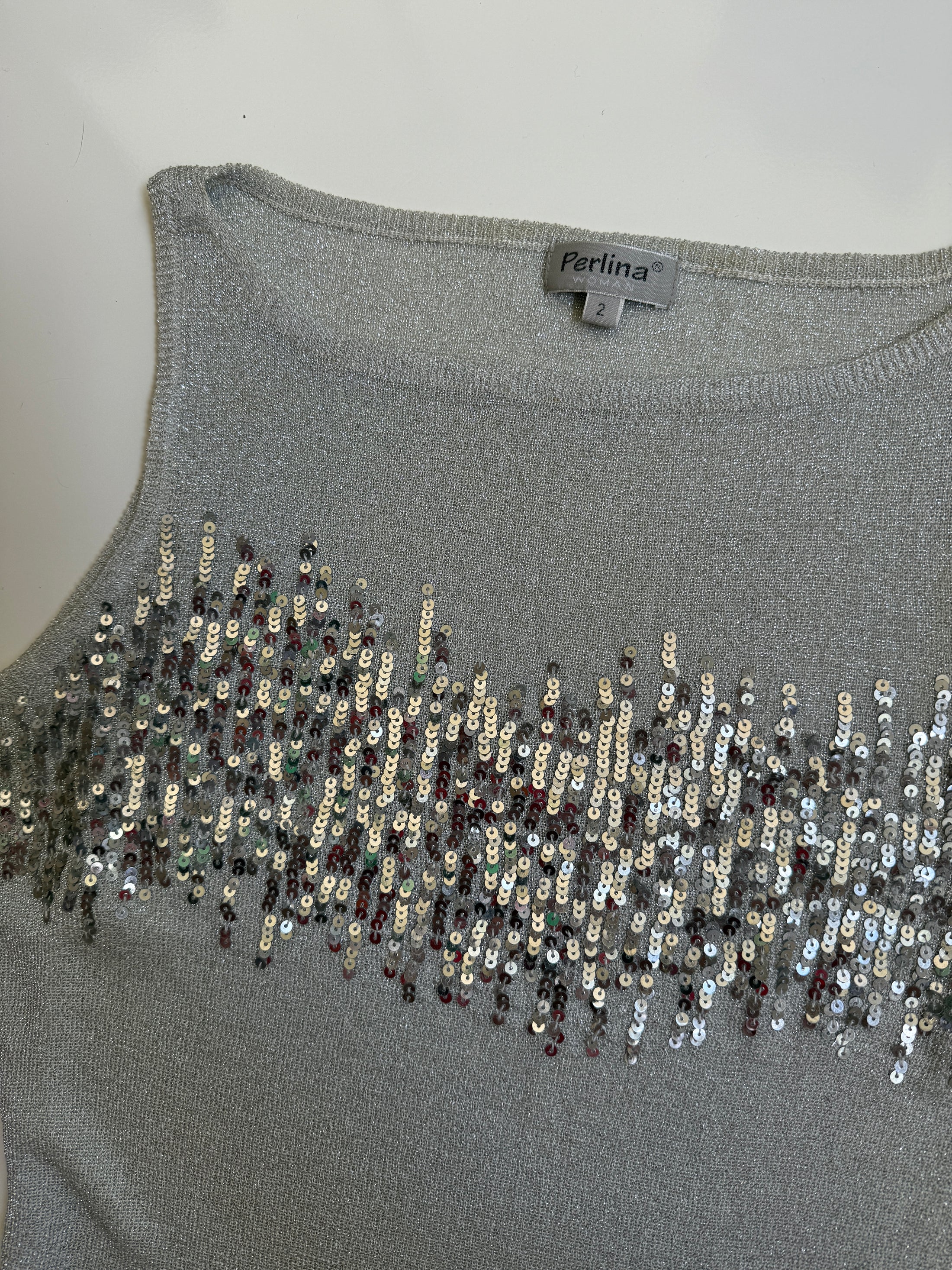 00's Perlina glitter sequin tank • Size L