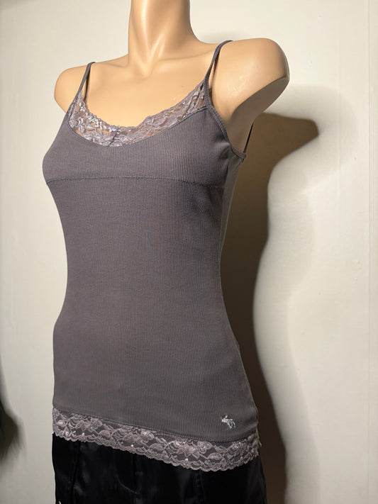 00's Abercrombie & Fitch lace trim ribbed cami • Size XS/S