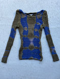 Load image into Gallery viewer, 00's Khaki/Blue textured pattern long sleeve• Size S
